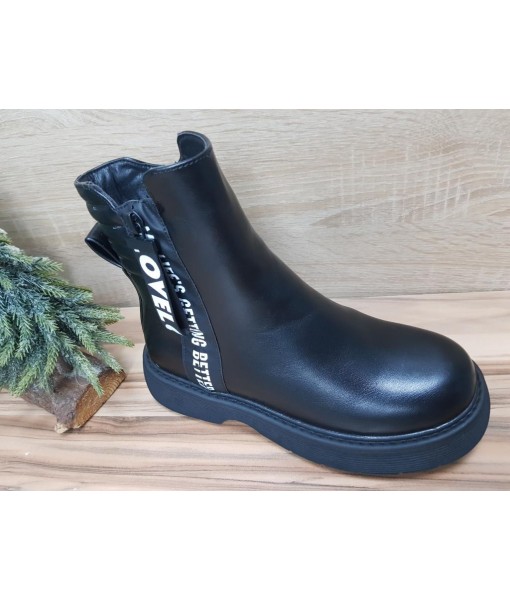 Женские зимние ботинки эко кожа черные