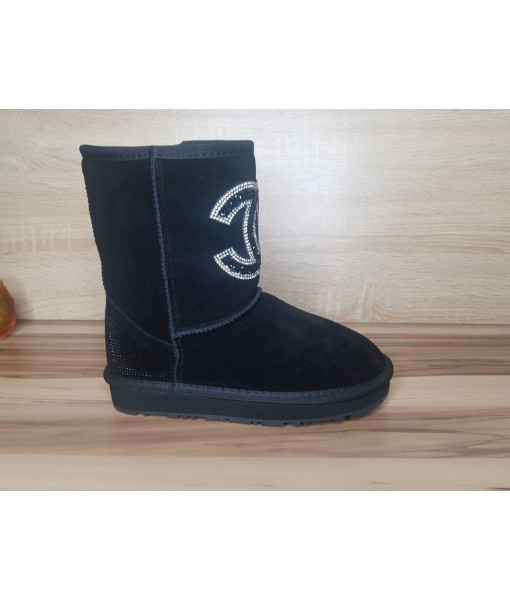 Угги чёрные "Chanel" чёрный задник
